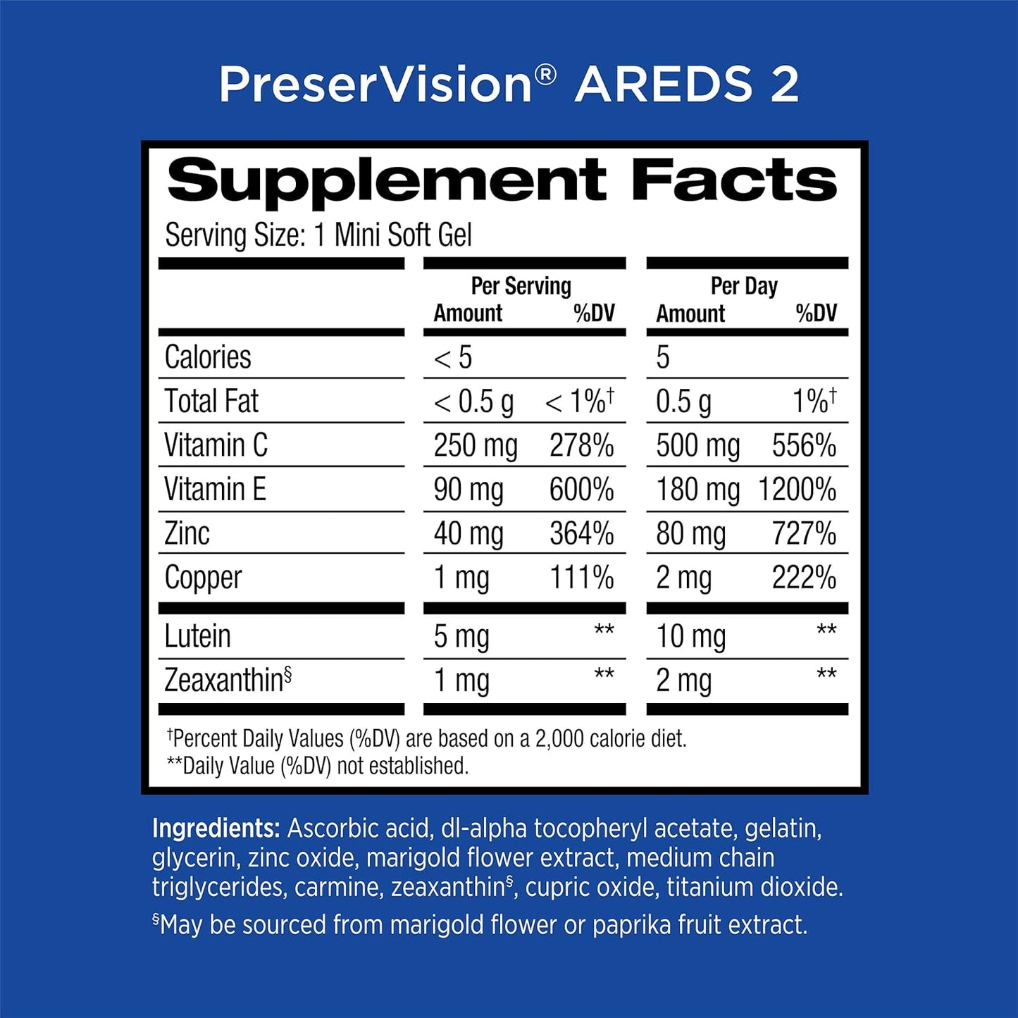 PreserVision AREDS 2 Vitamin & Mineral Supplement 120 Softgels