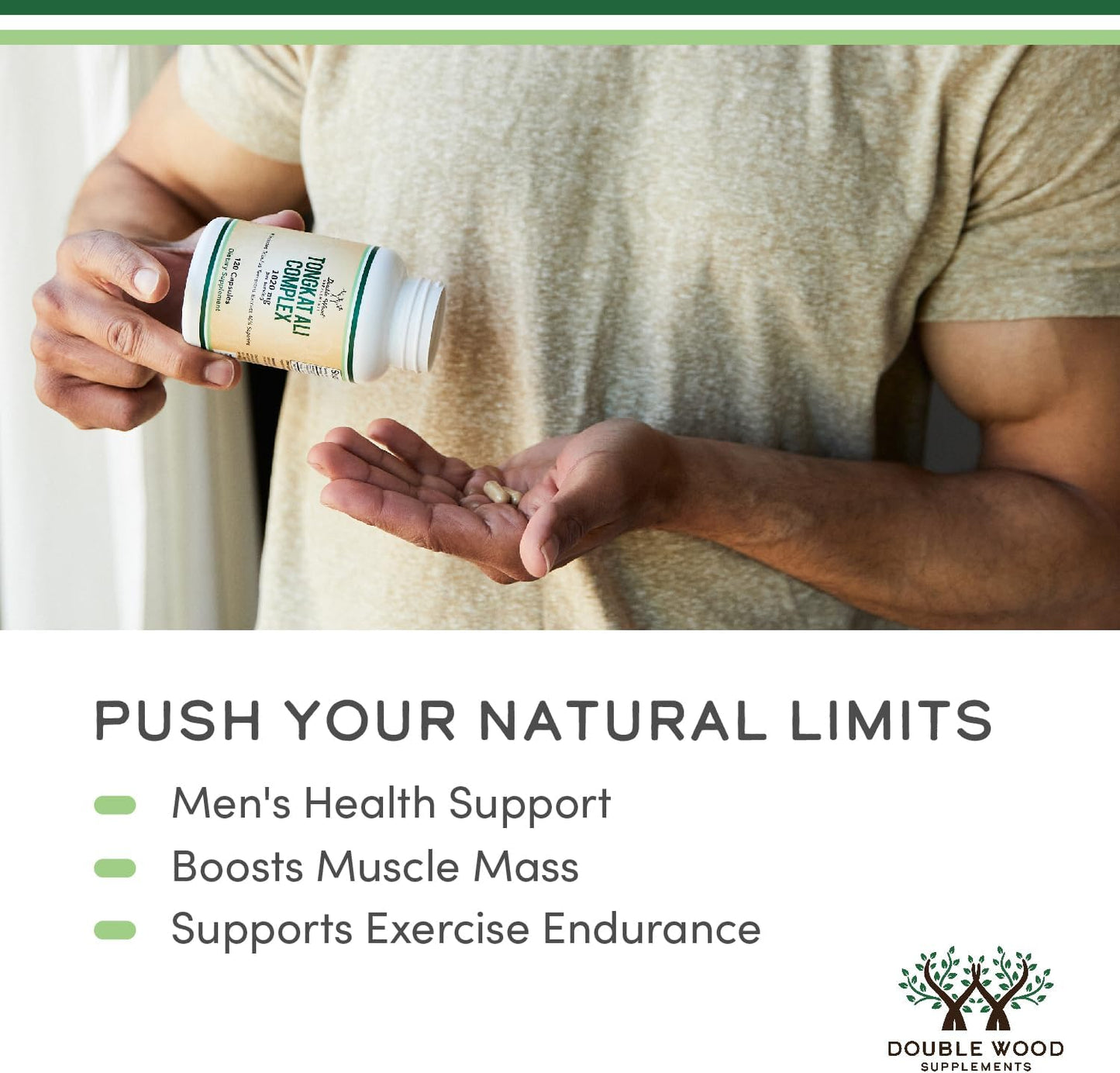 Double Wood Supplements Tongat Ali 1020mg 120 Capsules 20mg