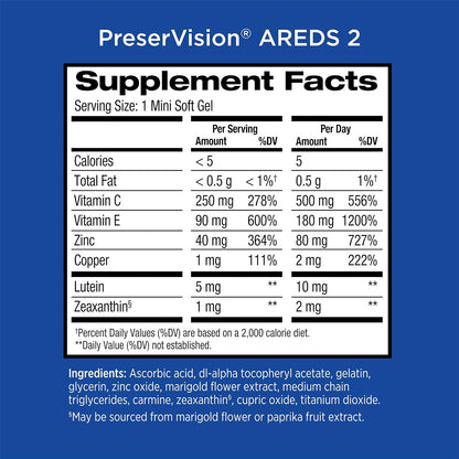 PreserVision AREDS 2 Vitamin & Mineral Supplement 120 Softgels
