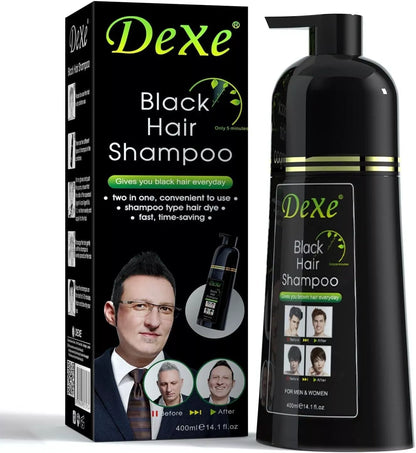 Dexe Black DYE Hair Shampoo Instant Hair Blackening 400 ml Bottle UK Stock