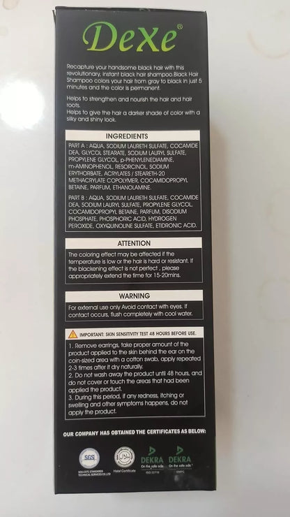 Dexe Black DYE Hair Shampoo Instant Hair Blackening 400 ml Bottle UK Stock