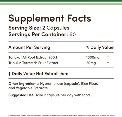 Double Wood Supplements Tongat Ali 1020mg 120 Capsules 20mg
